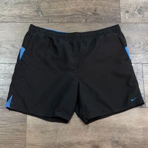 Nike Contend Swim Trunks Shorts Black Blue Core Mesh Volley Lined 8” Men's Large